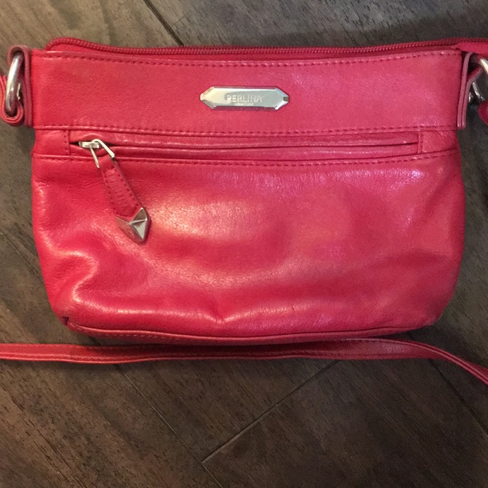 Perlina Red Leather Satchel